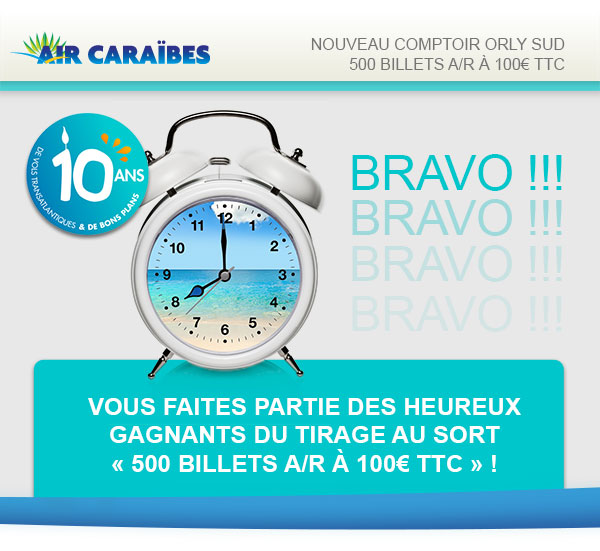 50 billets A/R  100TTC avec Air Carabes